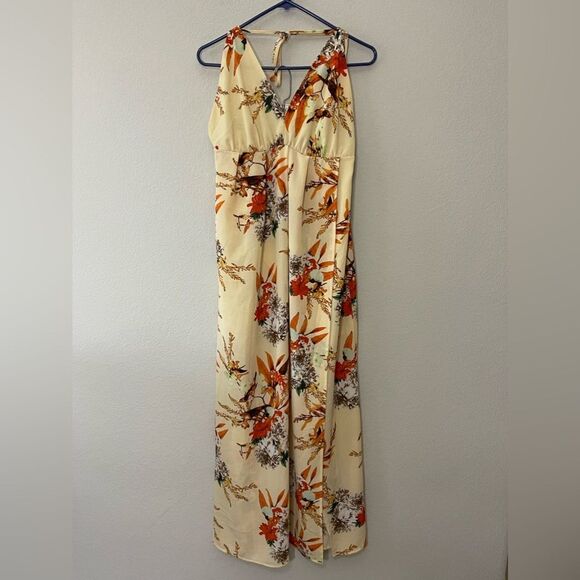 Simplee Halter Backless Boho Maxi Dress Size Large Floral Print - Picture 3 of 7